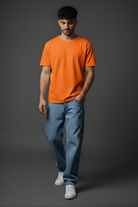 Unisex round neck orange t shirt