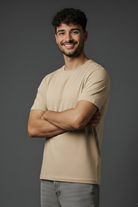 Casual round neck beige t shirt
