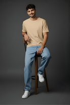 Basic beige polo neck t shirt