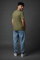 Round Neck Olive Green Tees Back view