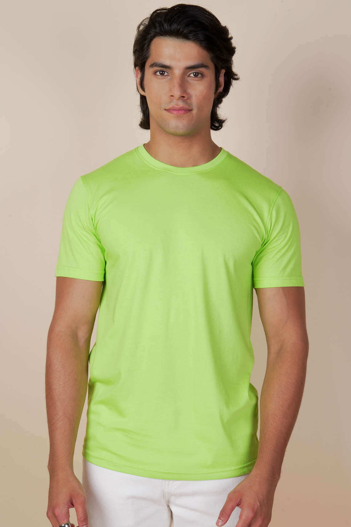 Get Lime Green Round Neck Tees Online Shop Cotton T Shirt Bombased